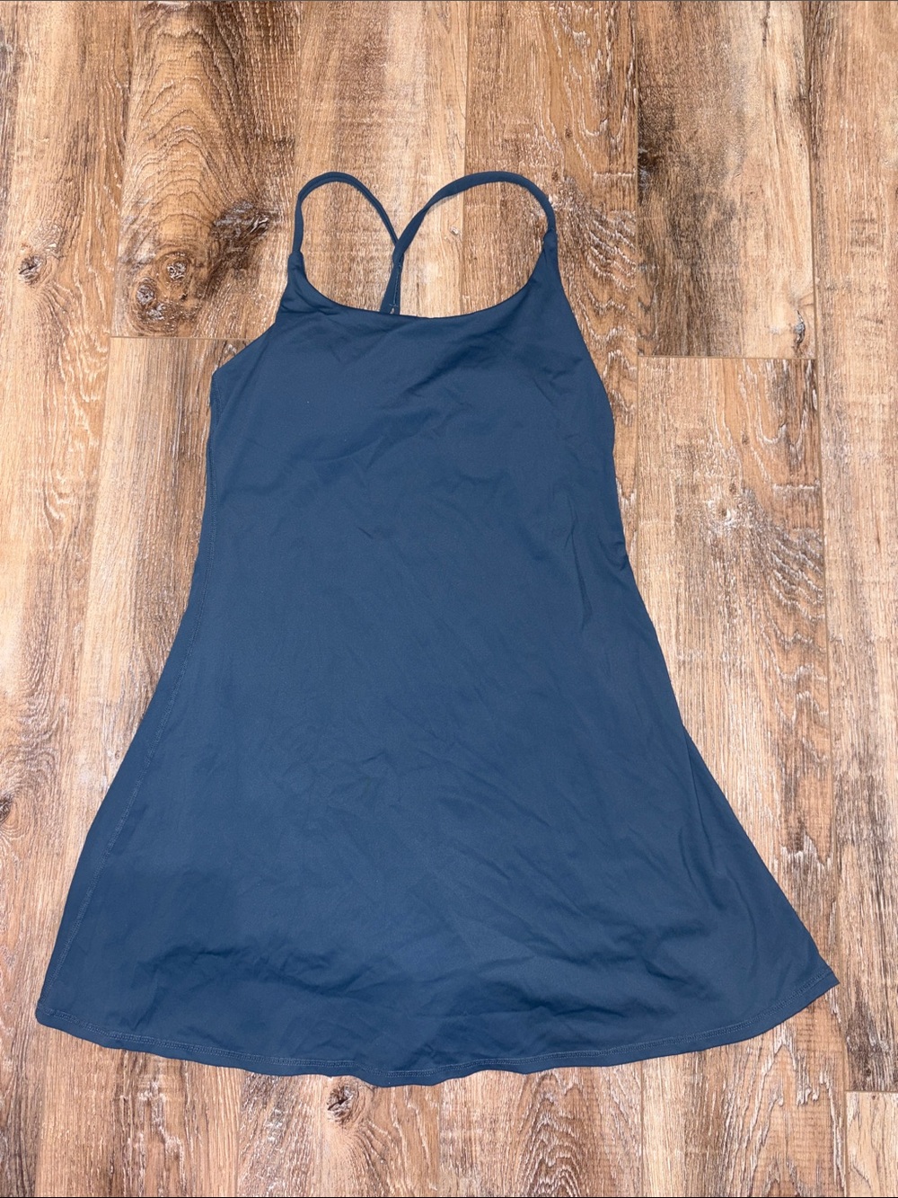 Sleek Navy Blue One-Piece Dress with Thin Straps